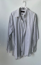 Load image into Gallery viewer, Executive Collection Mens White Striped Long Sleeve Dress Shirt Size 17.5
