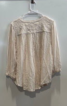 Load image into Gallery viewer, Forever 21 Womens Beige Long Sleeve Tie Neck Pleated Back Blouse Top Size Large
