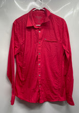 Load image into Gallery viewer, Guess Mens Red Slim Fit Long Sleeve Collared Button-Up Shirt Size Large
