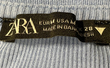 Load image into Gallery viewer, Zara Womens Blue Spread Collar Long Sleeve Cropped Polo Shirt Size Medium

