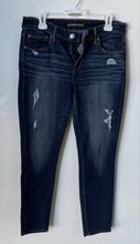 Load image into Gallery viewer, Express Womens Blue Denim Dark Wash Mid-Rise Cropped Skinny Leg Jeans Size 10
