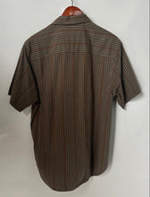 Load image into Gallery viewer, Timberland Mens Brown Striped Short Sleeve Collared Button-Up Shirt Size M
