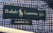 Load image into Gallery viewer, Ralph Lauren Mens Blue Printed Collared Classic Fit Button-Up Shirt Size Large
