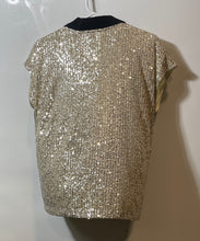 Load image into Gallery viewer, Calvin Klein Womens Gold Short Sleeve Blouse Top Size Medium
