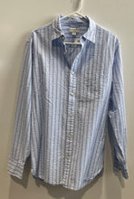 Load image into Gallery viewer, Banana Republic Mens Blue Striped Long Sleeve Collared Dress Shirt Sz L 16-16.5
