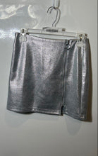 Load image into Gallery viewer, Forever 21 Womens Silver Metallic Front Zip Short Mini Skirt Size Small
