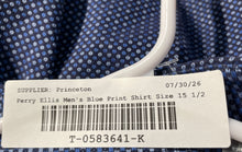 Load image into Gallery viewer, Perry Ellis Mens Blue Polka Dot Cotton Slim Fit Dress Shirt Size 15.5 34/35
