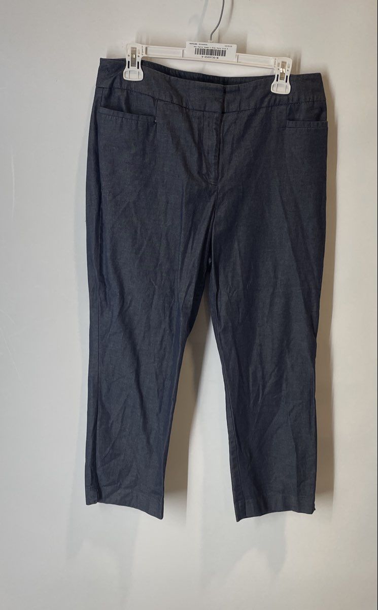 Ann Taylor Womens Blue Flat Front Pockets Straight Leg Dress Pants Size 8