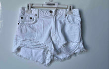 Load image into Gallery viewer, Zara Womens White Button Front Belt Loops Distressed Cut-Off Shorts Size 6
