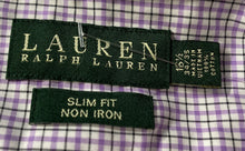 Load image into Gallery viewer, Lauren Ralph Lauren Mens Purple Check Cotton Slim Fit Non-Iron Dress Shirt 34/35
