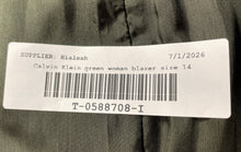 Load image into Gallery viewer, Calvin Klein Womens Green Notch Lapel Flap Pocket Two-Button Blazer Size 14
