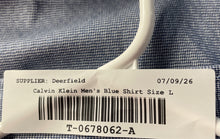 Load image into Gallery viewer, Calvin Klein Mens Blue Printed Fresh Comfort Stretch Slim Fit Dress Shirt Size L
