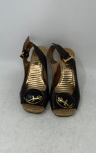 Load image into Gallery viewer, Santa Lolla Womens Brown Peep Toe High Block Heel Slingback Sandals Size 9
