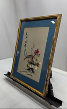 Load image into Gallery viewer, Art Deco Chinese Silk Embroidery Display Floral Bamboo Korean Framed Print
