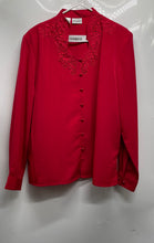 Load image into Gallery viewer, Liz Baker Womens Red Embroidered Long Sleeve Blouse Top Size 18
