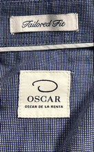 Load image into Gallery viewer, Oscar De La Renta Mens Blue Tailored Fit Long Sleeve Collared Button-Up Shirt M
