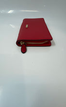 Load image into Gallery viewer, Aldo Womens Red Textured Leather Credit Card Slot Accordion Zip-Around Wallet
