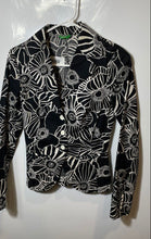 Load image into Gallery viewer, United Colors Of Benetton Womens Black White Floral Three-Button Blazer Size 38
