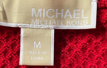 Load image into Gallery viewer, Michael Kors Womens Red Waffle-Knit Cold Shoulder Sleeve Pullover Sweater Size M
