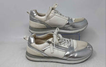 Load image into Gallery viewer, Rouge Womens White Silver Low Top Round Toe Lace-Up Sneakers Shoes Size 9
