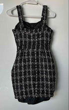Load image into Gallery viewer, Guess Womens Black &amp; White Plaid Tweed Sleeveless Button Front Mini Dress Sz XS
