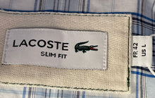 Load image into Gallery viewer, Lacoste Mens Blue And White Long Sleeve Slim Fit Button-Up Shirt Size Large

