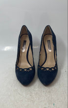 Load image into Gallery viewer, Zara Womens Navy Blue Laser-Cut Scalloped Edge Stiletto Pump Heels Size EUR 37
