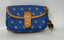 Load image into Gallery viewer, Dooney &amp; Bourke Womens Blue Brown Monogram Print Mini Wristlet Wallet
