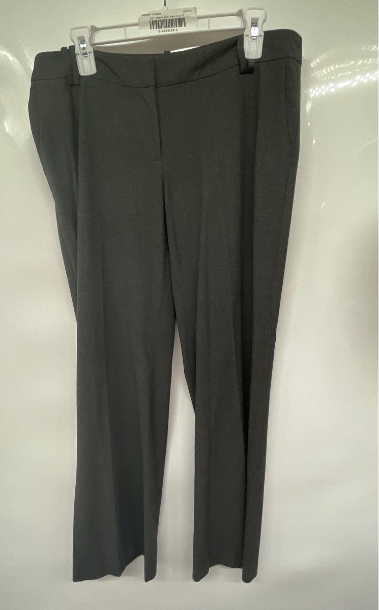 Ann Taylor Loft Womens Gray Flat Front Slash Pocket Wide-Leg Dress Pants Size 10