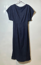 Load image into Gallery viewer, Zara Womens Blue Short Sleeve Collarless Back Zipper Sheath Dress Size XL
