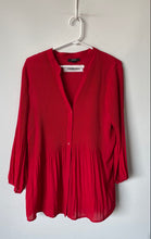 Load image into Gallery viewer, Alfani Womens Red Pleated Long Sleeve Button Front Tunic Blouse Top No Size
