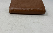 Load image into Gallery viewer, Michael Kors Womens Brown Embossed Leather ID Card Holder Trifold Wallet
