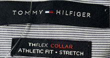 Load image into Gallery viewer, Tommy Hilfiger Mens Blue White Striped Athletic Fit Dress Shirt Size 15 32/33
