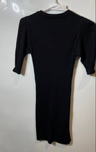 Load image into Gallery viewer, Zara Womens Black Ribbed Knit Short Sleeve Crew Neck Bodycon Dress Size Medium

