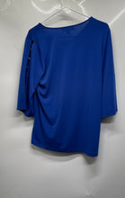 Load image into Gallery viewer, Michael Kors Womens Blue V-Neck 3/4 Sleeve Pullover Blouse Top Size M
