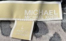 Load image into Gallery viewer, Michael Kors Womens Gray Animal Print Long Sleeve Round Neck Blouse Top Size L
