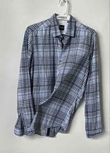 Load image into Gallery viewer, Hugo Boss Mens Navy Blue Plaid Print Long Sleeve Button-Up Shirt Size M
