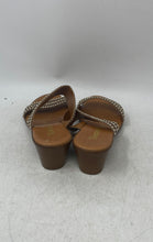 Load image into Gallery viewer, Toscanella Womens Brown Yellow Slip-On Open Toe Platform Sandals Size 6
