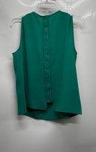 Load image into Gallery viewer, Zara Basic Womens Green Sleeveless Round Neck Button Draped Blouse Top Size L
