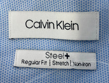 Load image into Gallery viewer, Calvin Klein Mens Light Blue Steel+ Regular Fit Non-Iron Dress Shirt 17.5 34/35
