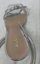 Load image into Gallery viewer, Aldo Womens Barrona Silver Rhinestone Stiletto Heel Ankle Strap Sandals Size 6
