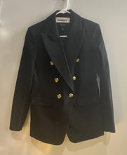 Load image into Gallery viewer, Banana Republic Womens Black Peak Lapel Flap Pocket Double Breasted Blazer Sz 0
