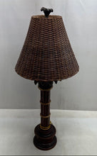 Load image into Gallery viewer, Brown Bamboo Table Lamp With Woven Rattan Wicker Shade Not Tested
