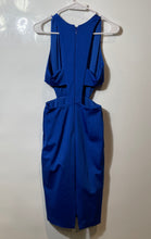 Load image into Gallery viewer, Bebe Womens Blue Fierce Side Cut-Out Ponte Deep V-Neck Bodycon Dress Size XS
