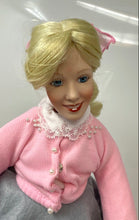 Load image into Gallery viewer, Pink Sweater Gray Felt Poodle Skirt Blonde Hair Peggy Sue Fashion Doll
