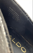 Load image into Gallery viewer, Aldo Womens Kriss Silver Tone Black Leather Pointed Toe Pump Heels Size 6
