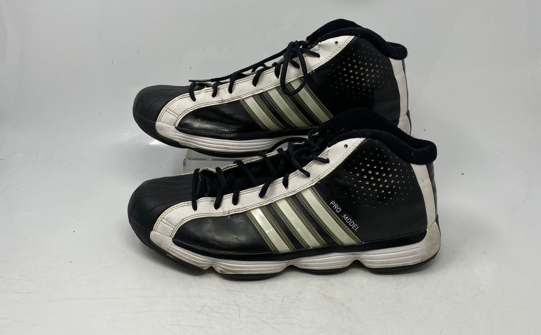 Adidas Mens Pro Model G21123 Black White Lace-Up Sneaker Shoes Size 11.5