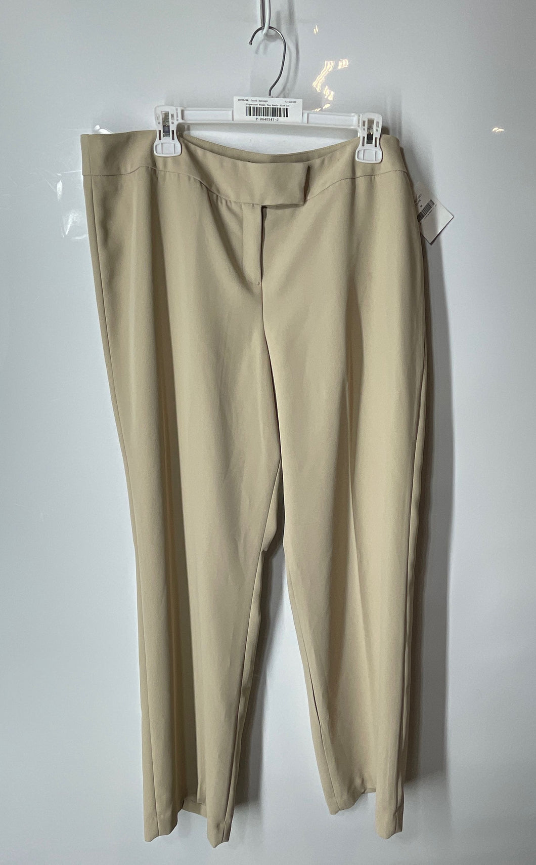 Signature By Larry Levine Womens Tan Flat Front Dress Pants Size 18 With Tags