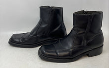 Load image into Gallery viewer, Neolite Mens Black Leather Square Toe Side Zipper Block Heel Ankle Boots Size 8M
