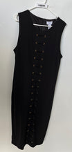 Load image into Gallery viewer, Carmen Marc Valvo Womens Black Lace-Up Grommet Detail Midi Sheath Dress Size XL
